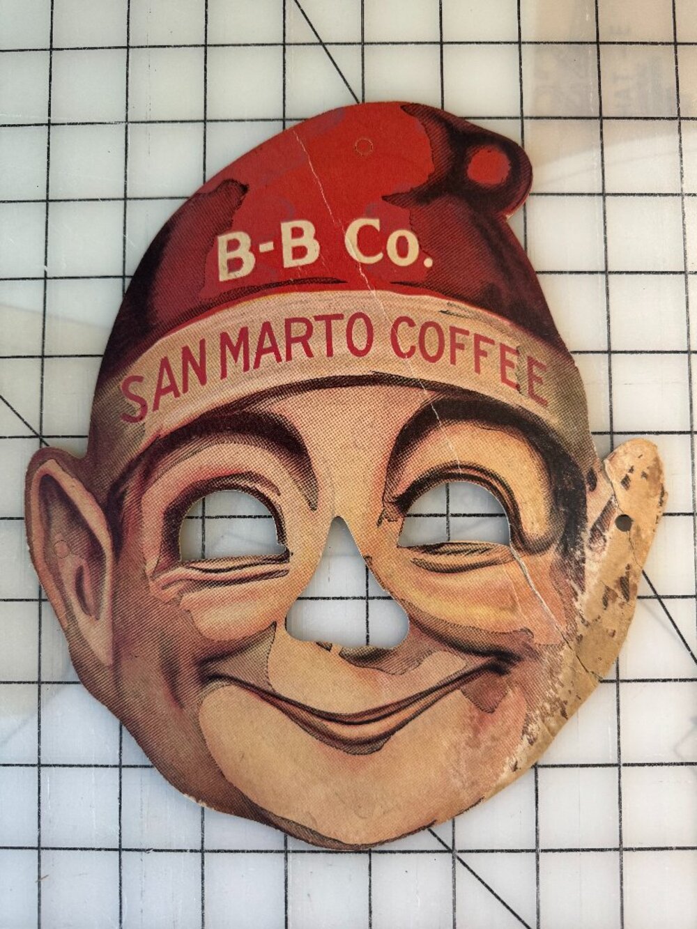 Antique San Marto Coffee Advertising Paper Mask Ephemera